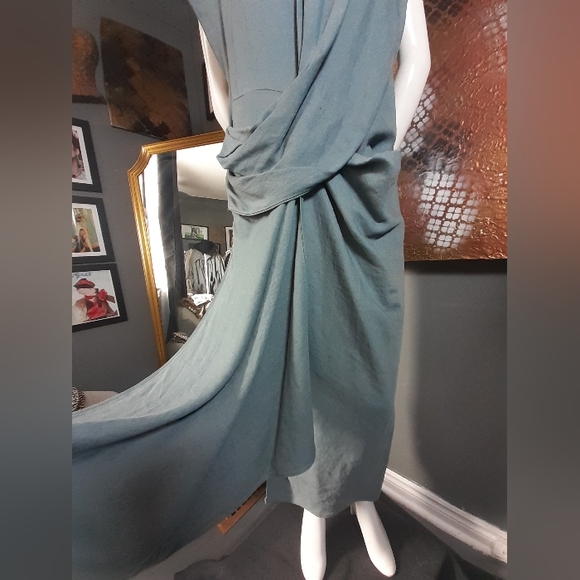 Nwt Zara Limited Edition Linen Blend  Draped Maxi Dress - Picture 11 of 16